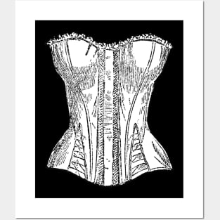 Corset Vintage Style Black and White Illustration Posters and Art